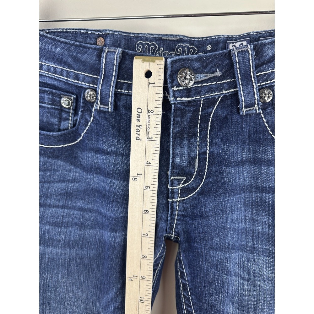 Miss Me Jeans Womens 28 Bootcut Low Rise Bling Rhinestone Embroidered Denim - Picture 11 of 15